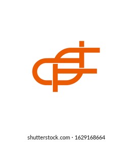 letter df linked flat geometric clear line design symbol logo vector