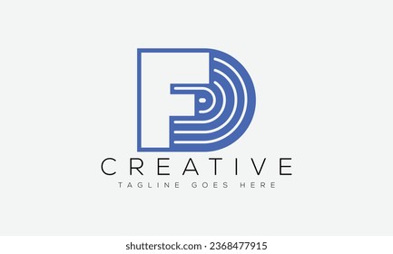 Ilustración vectorial del diseño del logotipo de la carta DF