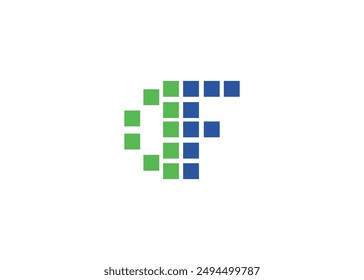 Letter DF pixel logo design vector template