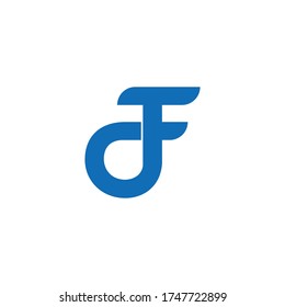 Buchstabe df einfache Kurven Motion Design Logo Vektorgrafik