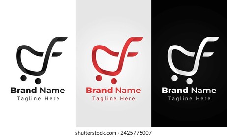 Letter df Trolley Logo, Elegant and simple logo of letter d and f arranged that forms trolley for shop
