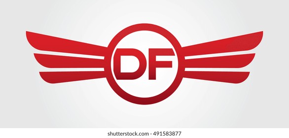 Letter DF Winged Logo Color Red