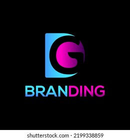 Letra DG, GD, D, G Plantilla vectorial de diseño con logotipo con color de degradado.