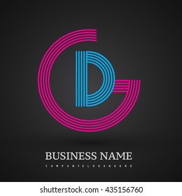Letter DG or GD linked logo design circle G shape. Elegant red and blue colored, symbol for your business name or company identity.
