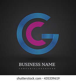 Letter DG or GD linked logo design circle G shape. Elegant blue and red colored, symbol for your business name or company identity.