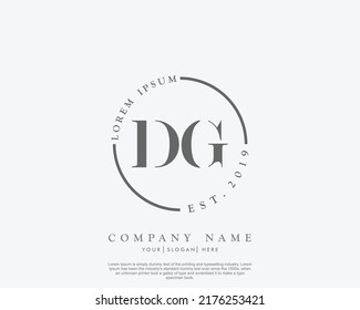 Letter DG Initial handwriting logo with signature and hand drawn style.