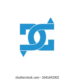 letter dg linked with triangle logo vector