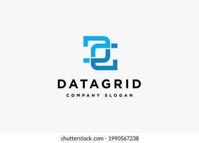 Ilustración vectorial de diseño del logotipo de la DG de letras. Carta DG adecuada para logotipos de empresas de base de datos y tecnología.