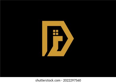 Logo-Design-Vektorgrafik von Letter DG. Abstraktes Symbol für Immobilien. Monogramm-D-Logo. Umrissen Sie die Vektorgrafik des Home-Icons.