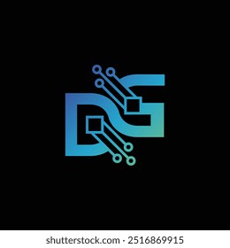 Letter DG Technology logo design template, DG tech logo, Digital Tech logo