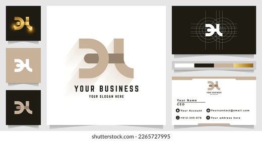Letter DH or EH monogram logo with business card design