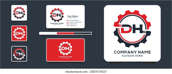 Letter DH gear vector logo template This design is suitable for technology industrial or automotive