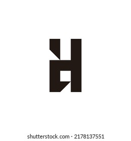 Letra dH Hd d H cuadrado, contorno símbolo geométrico simple vector logo