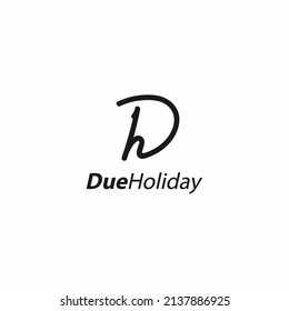 Letter Dh Hd simple linked lines one lining signature logo icon sign design vector illustration
