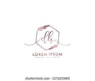 Letter DH Initial handwriting logo with signature and hand drawn style.