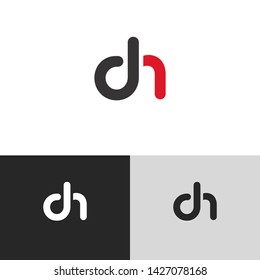 Letter dh linked lowercase logo design template elements. Isolated on white black grey background. Suitable for business, consulting group company.