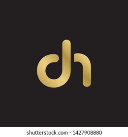 Letter dh linked lowercase logo design template elements. Gold letter Isolated on black  background. Suitable for business, consulting group company.