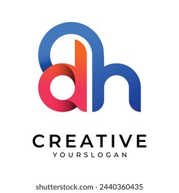 Letter dh logo, vector colorful gradient logo design template