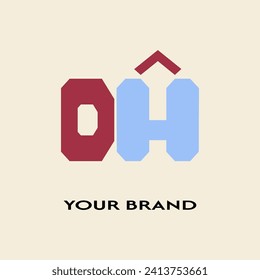 Logo de la carta DH | identidad visual | logotipo de marca de palabras