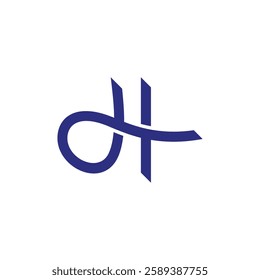 letter dh ribbon simple overlapping logo vector 