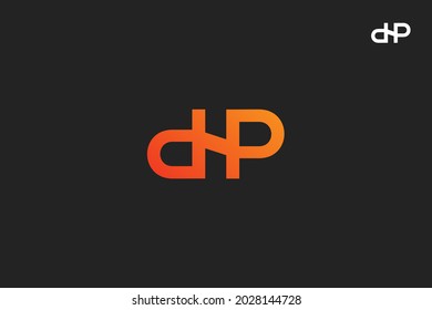 Letter DHP logo design template on black background