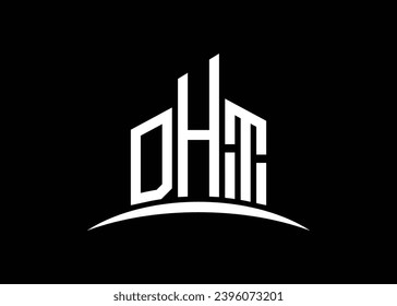 Letter DHT building vector monogram logo design template. Building Shape DHT logo.