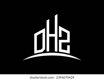 Letter DHZ building vector monogram logo design template. Building Shape DHZ logo.