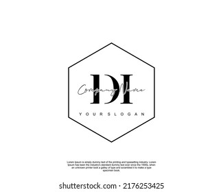 Letter DI Initial handwriting logo with signature and hand drawn style.