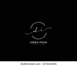 Letter DI Initial handwriting logo with signature and hand drawn style.