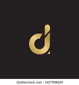 Letter di linked lowercase logo design template elements. Gold letter Isolated on black  background. Suitable for business, consulting group company.