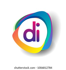 Letter DI logo with colorful splash background, letter combination logo design for creative industry, web, business and company.