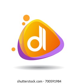 Letter DI logo in triangle splash and colorful background, letter combination logo design for creative industry, web, business and company.