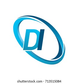 letter DI logotype design for company name colored blue swoosh. vector logo for business and company identity.