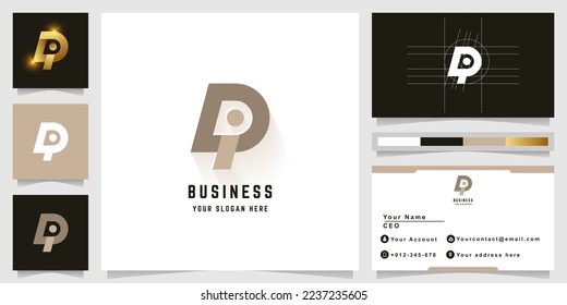 Letter Di or Pi monogram logo with business card design
