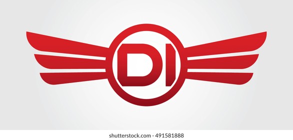 Letter DI Winged Logo Color Red