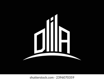 Letter DIA building vector monogram logo design template. Building Shape DIA logo.