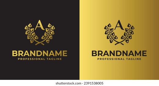 Letter A Diamond Laurel Logo, geeignet für Unternehmen, die mit Diamond und Laurel verbunden sind, mit einem Initial.