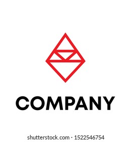 Letter A with diamond  logo design vector template