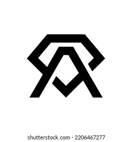 Letter A Diamond Logo Template Vector Illustration Isolated in Black White Background