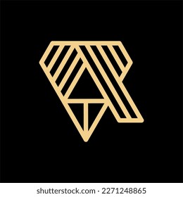 Letra un logotipo moderno de línea simple de diamante