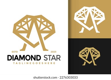 Letra A imagen de icono vectorial del logotipo de la estrella del diamante
