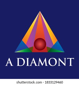 letter A diamont gradient icon on isolated blue background
