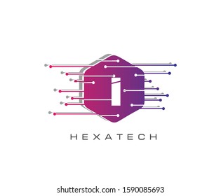 I Letter Digital Data Logo Icon, Modern Hexagon I Design Concept.