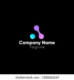 Letter A digital logo. Abstract networking logo