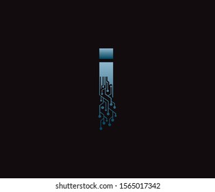 Letter I Digital Network Logo Icon, Technology and digital abstract I line network circuit vector design.