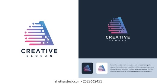 Letra A Plantilla de diseño de logotipo de tecnología digital	