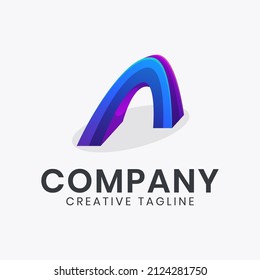 Buchstabe Ein dimensionales, farbiges Logo-Design