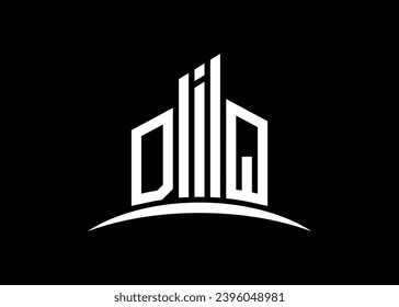 Letter DIQ building vector monogram logo design template. Building Shape DIQ logo.
