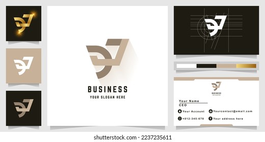 Letter DJ or eJ monogram logo with business card design