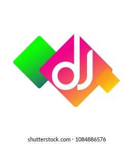 Letter DJ logo with colorful geometric shape, letter combination logo design for creative industry, web, business and company.